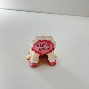 1994 Enesco A Little Behind Figurine Girl Pink Ruffles‎ Resin Pink Pigtails